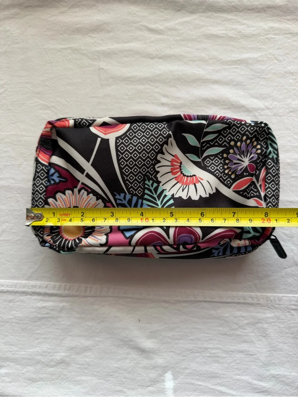 Vera Bradley Black Floral Zip Cosmetic Case with Pink Accents